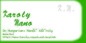 karoly mano business card